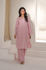 Abeera Stitched Co Ords Cotton Solid Edit-Rose Lase-Se-07