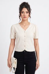 Amna Ali Nawaz Stitched Blouse-Bohemian V Neck