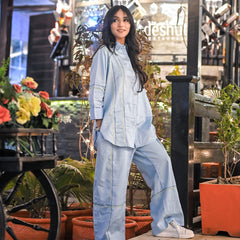 Urban Cut Co-Ord Set  ( Two Piece)- SATIN COTTON