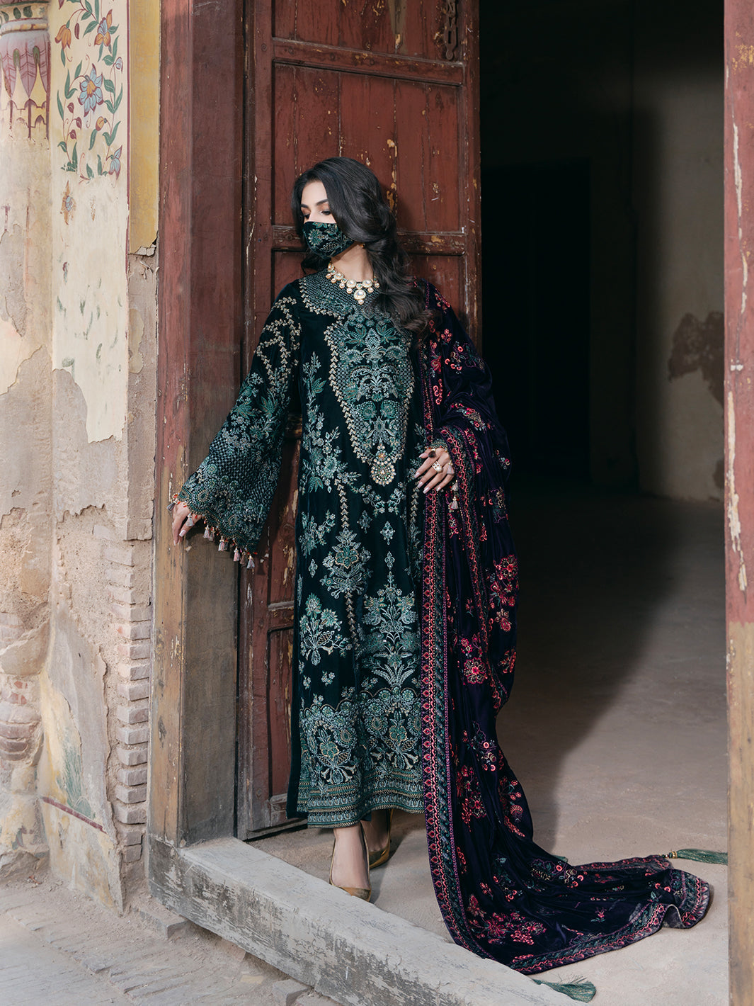 Siara By Flossie Unstitched 3 Piece Formals Velvet Collection'2025-V-102 - A