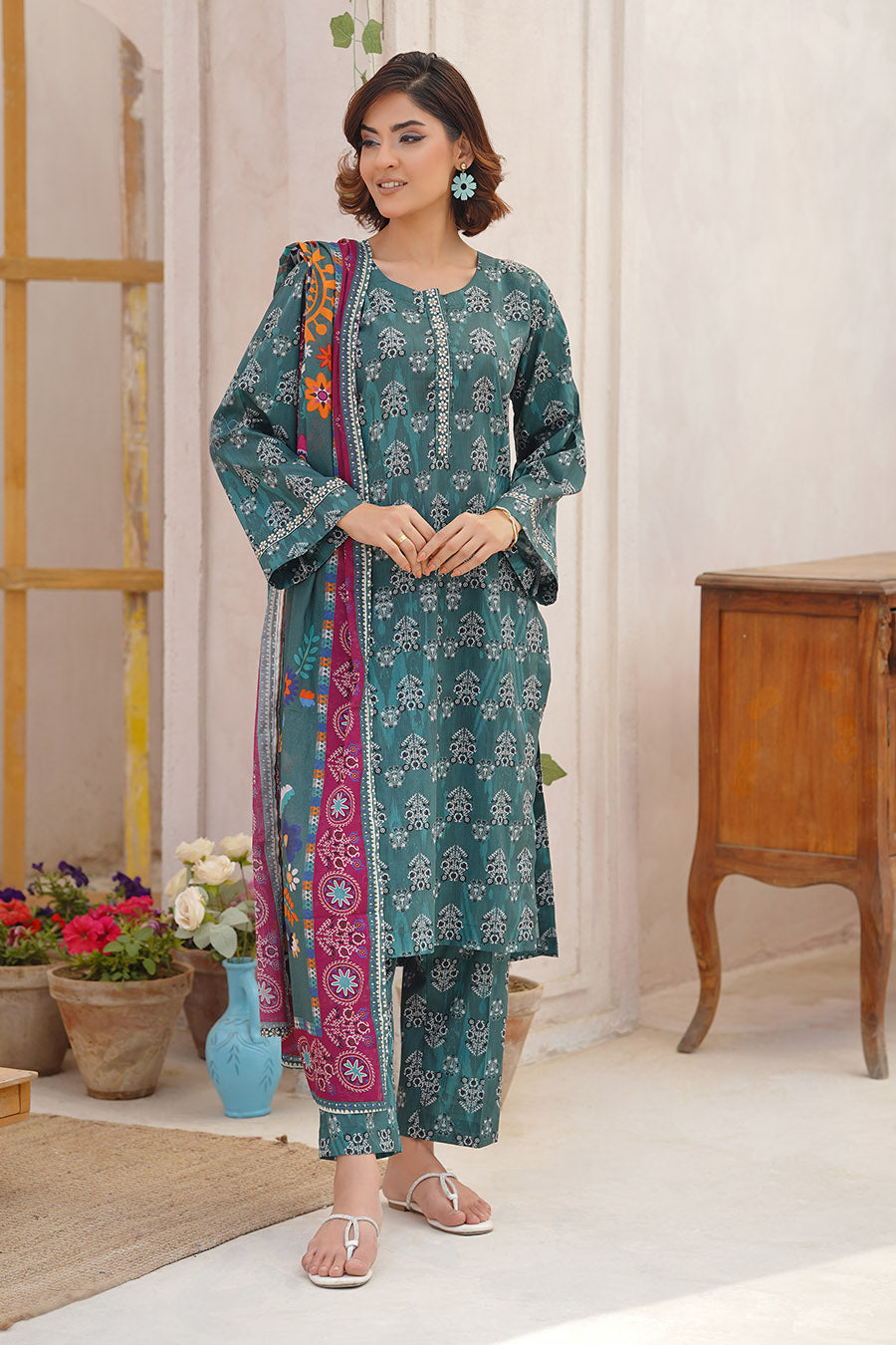 Waniya Stitched 3 Piece Digital Printed Lawn Summer Collection'2025-Rose