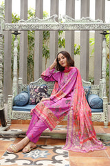 Waniya Stitched 3 Piece Summer Lawn Collection'2025-Magenta Flame