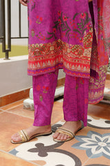 Waniya Stitched 3 Piece Summer Lawn Collection'2025-Magenta Flame