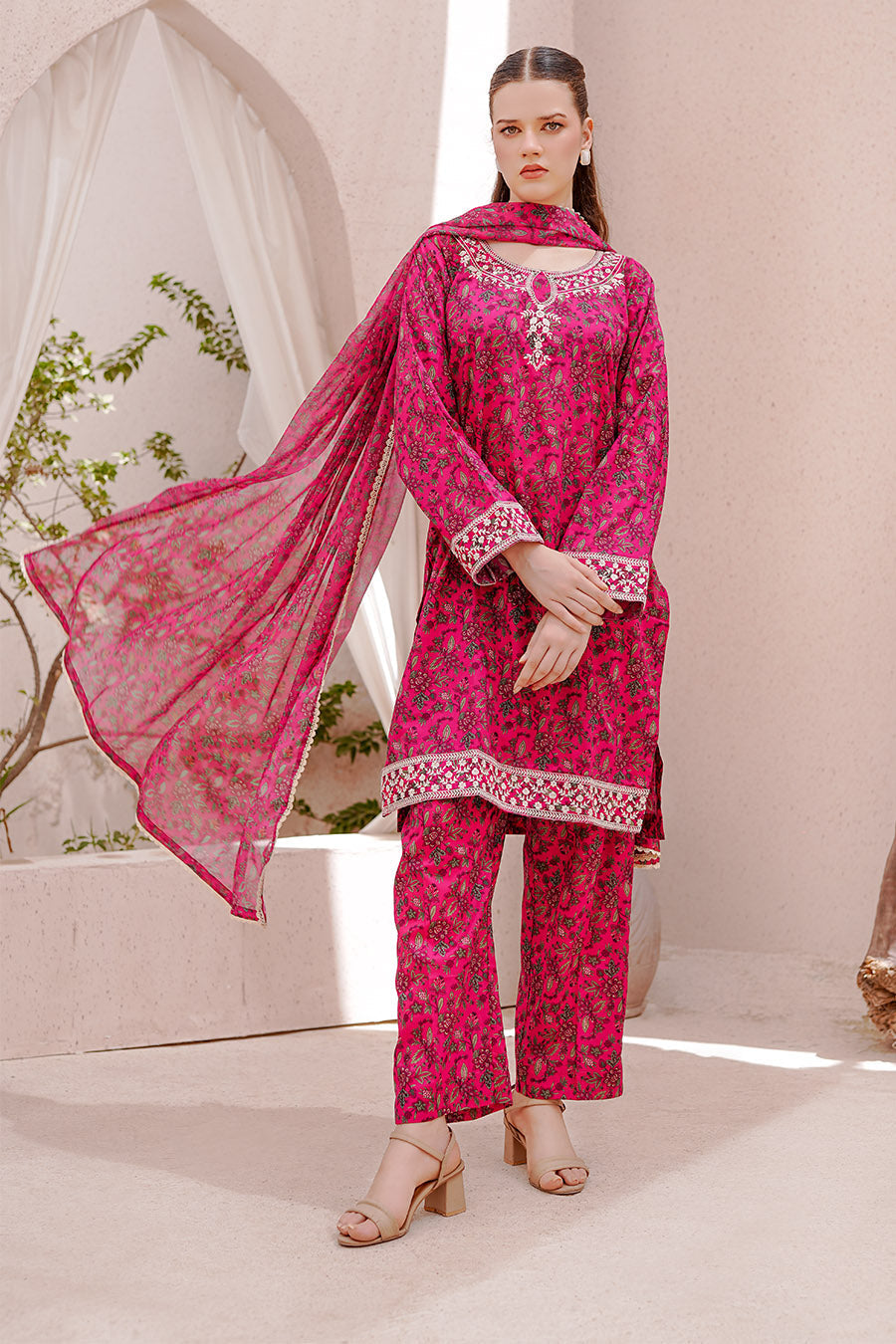 Waniya Stitched 3 Piece Embroidery Lawn Summer Collection'2025-Noorey