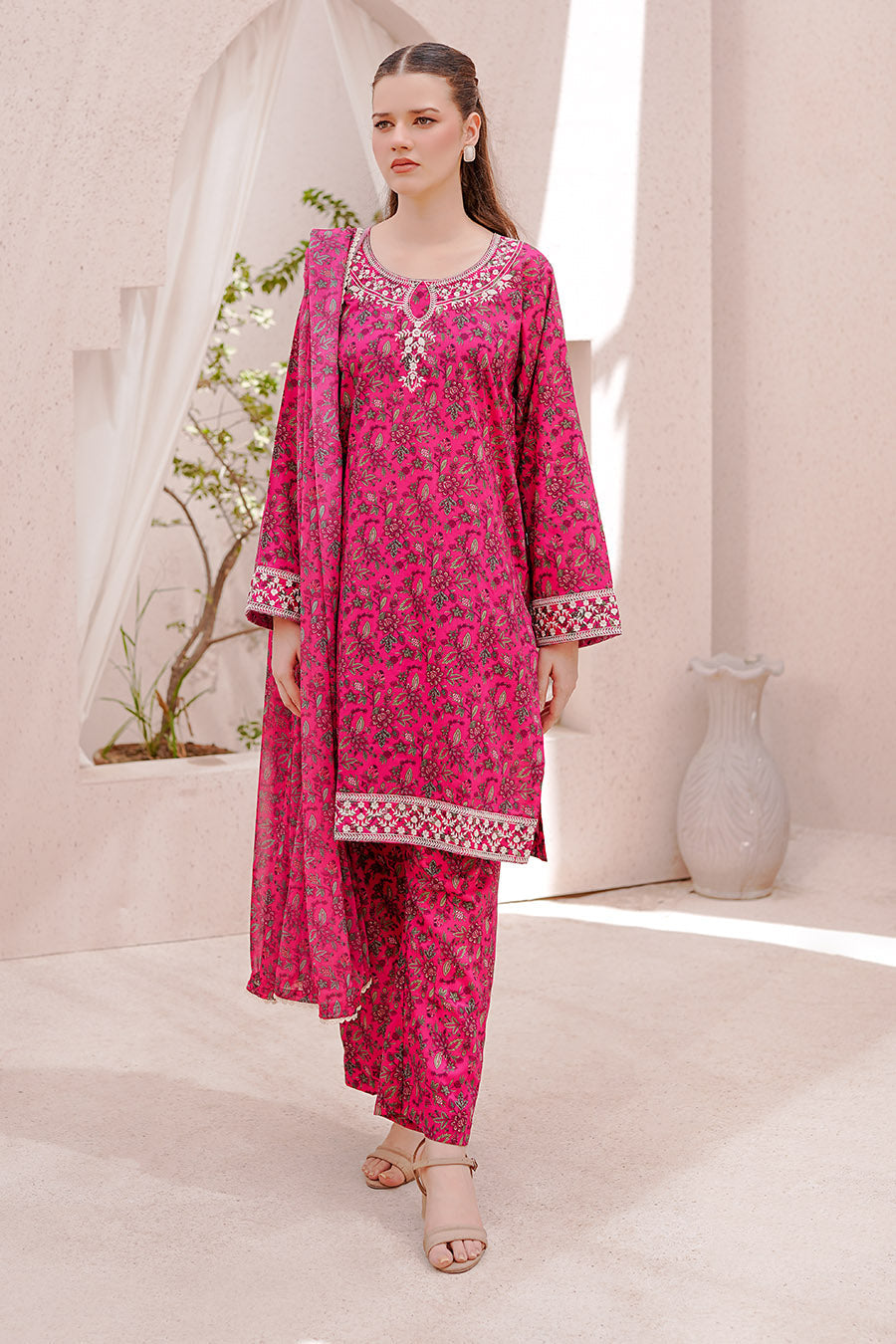 Waniya Stitched 3 Piece Embroidery Lawn Summer Collection'2025-Noorey