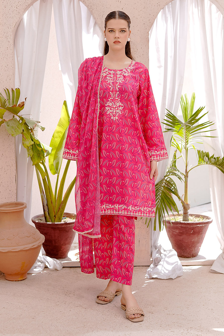 Waniya Stitched 3 Piece Embroidery Lawn Summer Collection'2025-Sarah