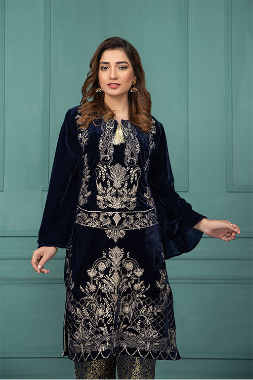 Panache Apparel Stitched Luxury Shawl Collection-Blue Bling