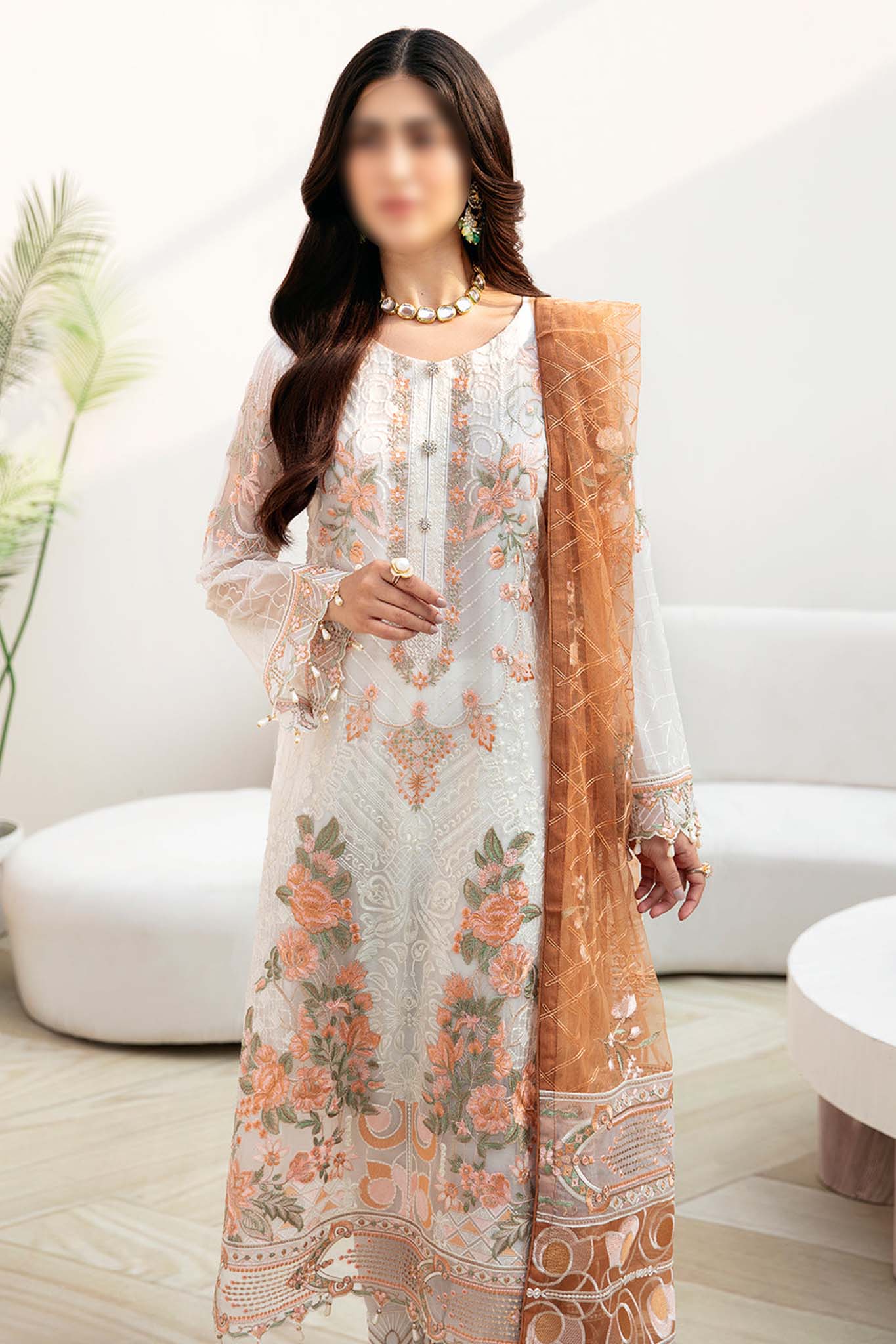 Chevron by Ramsha Unstitched 3 Piece Chiffon Vol-08 Collection'2024-A-808