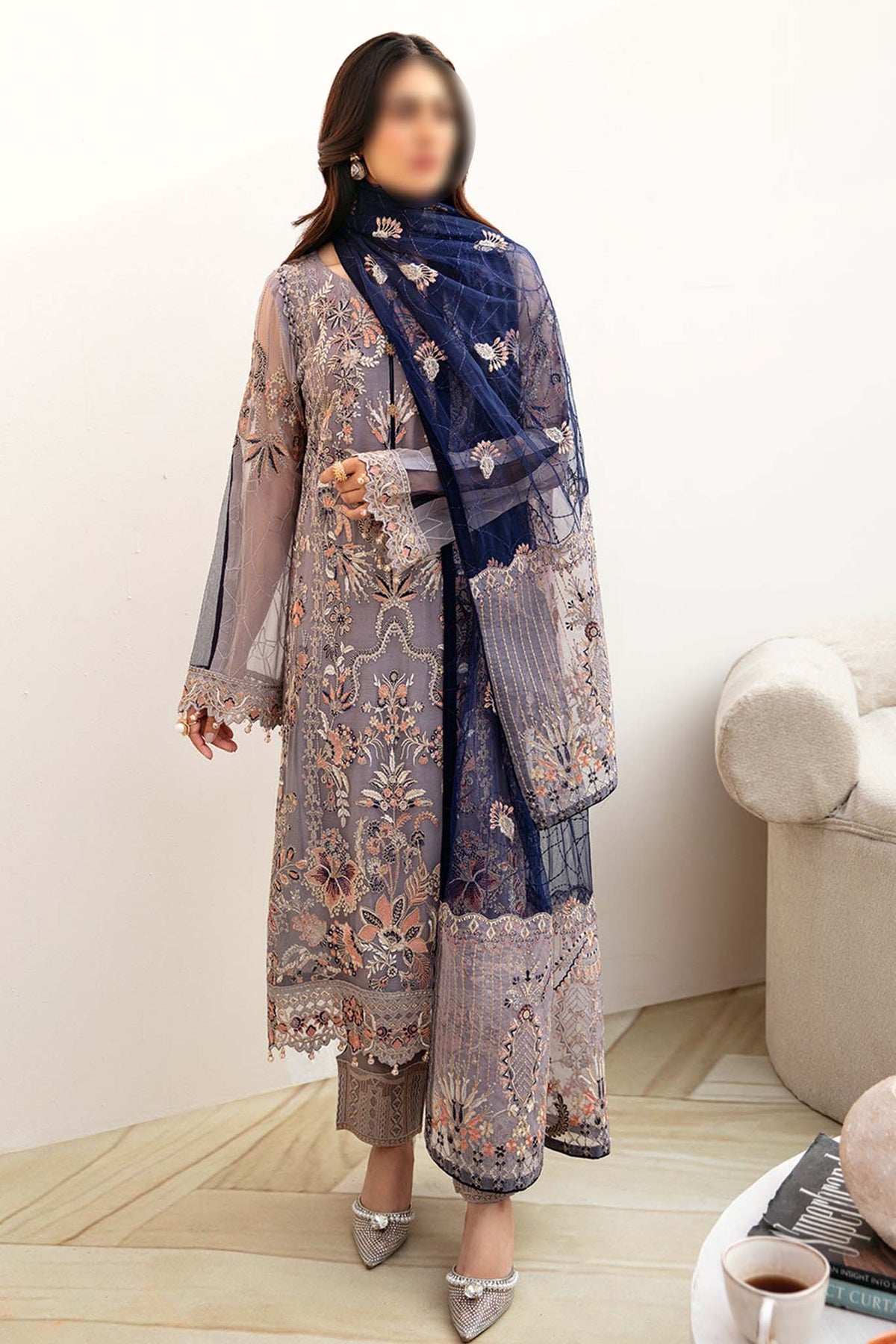 Chevron by Ramsha Unstitched 3 Piece Chiffon Vol-08 Collection'2024-A-809
