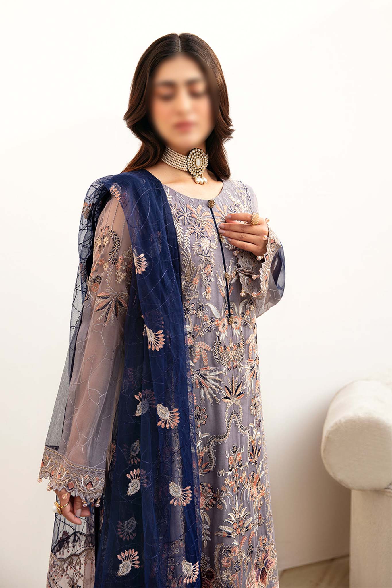 Chevron by Ramsha Unstitched 3 Piece Chiffon Vol-08 Collection'2024-A-809