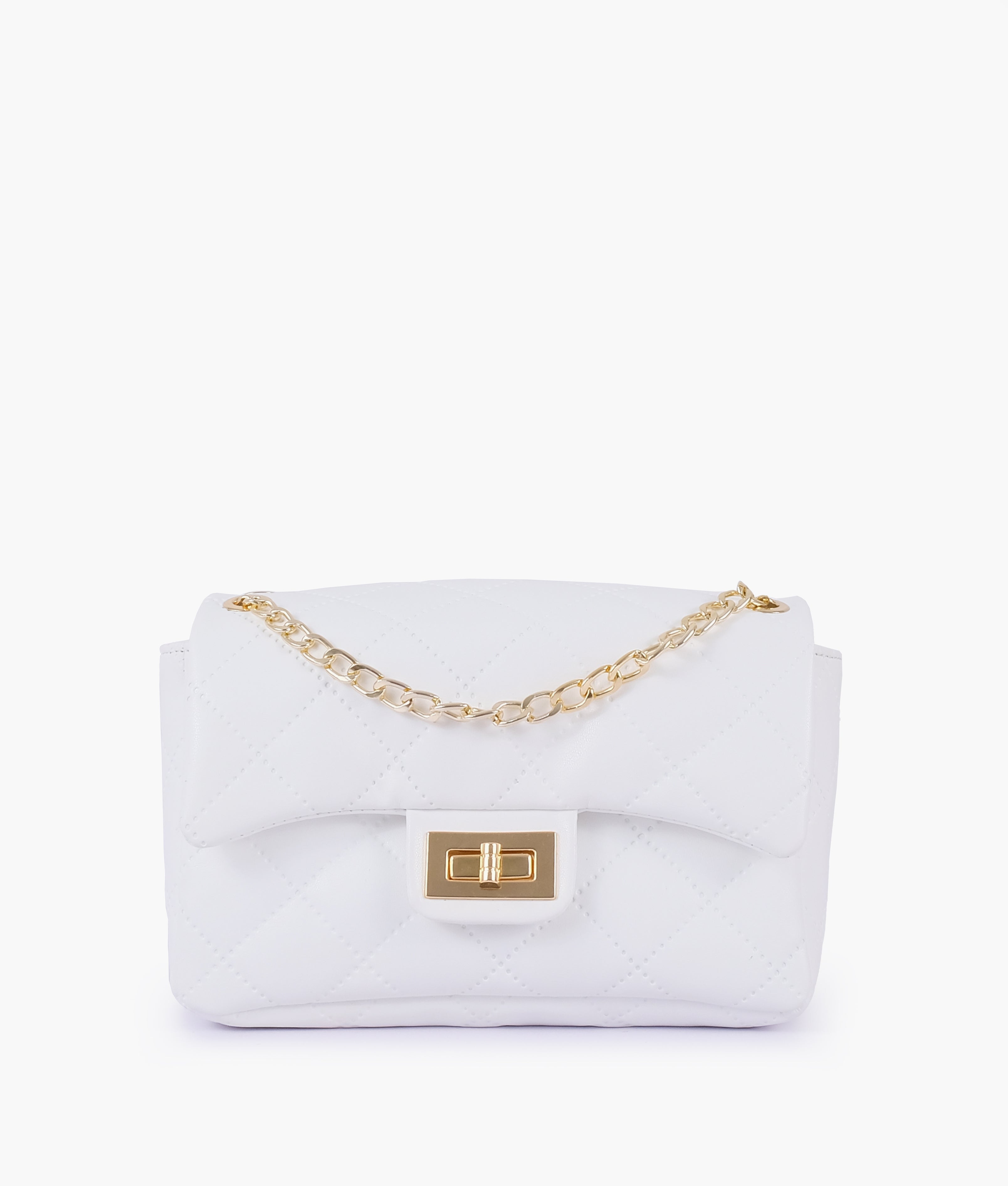 RTW Creation - White quilted mini bag with chain