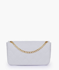 RTW Creation - White quilted small shoulder bag with chain