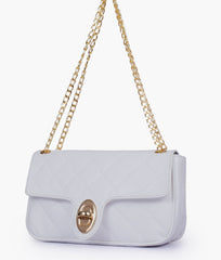 RTW Creation - White quilted small shoulder bag with chain