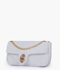 RTW Creation - White quilted small shoulder bag with chain
