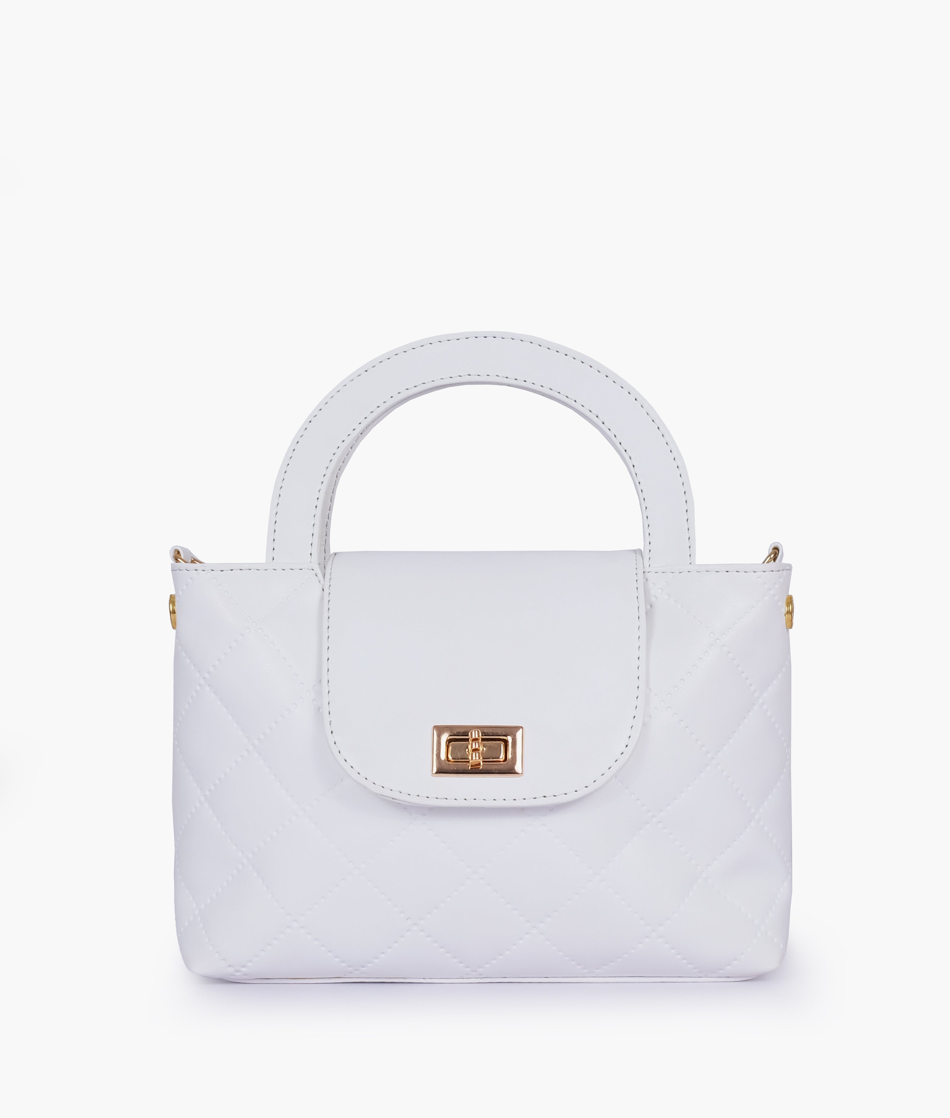 RTW Creation - White flap quilted bag with top handle