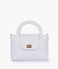 RTW Creation - White flap quilted bag with top handle