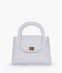 RTW Creation - White flap quilted bag with top handle