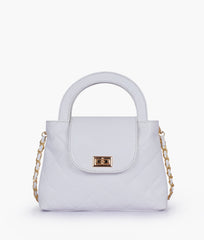 RTW Creation - White flap quilted bag with top handle