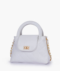 RTW Creation - White flap quilted bag with top handle