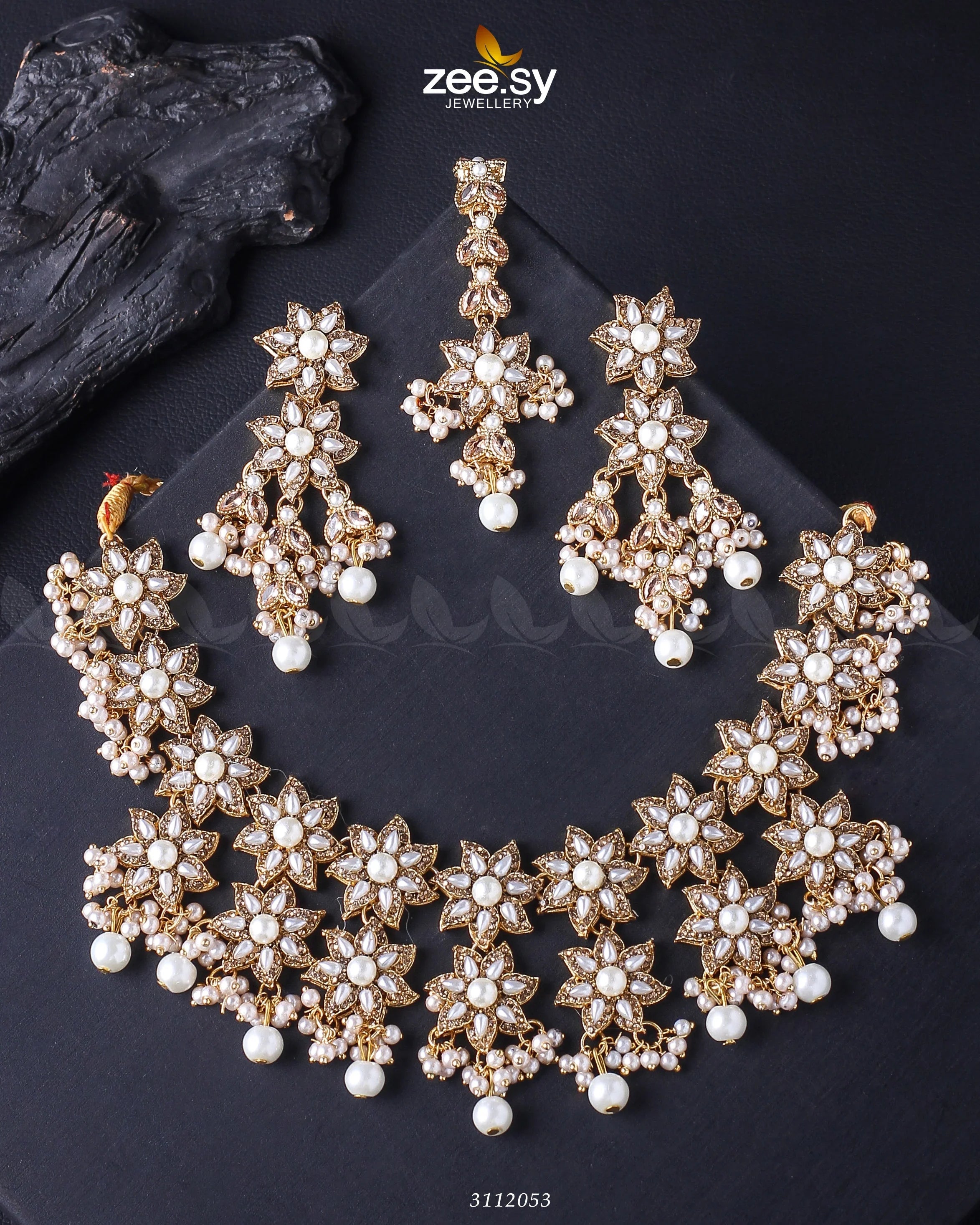 Monarda Bridal Sets Golden White - Zeesy Jewellery