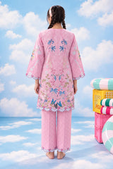 Wonderstruck pink printed lawn co-ord – full back view