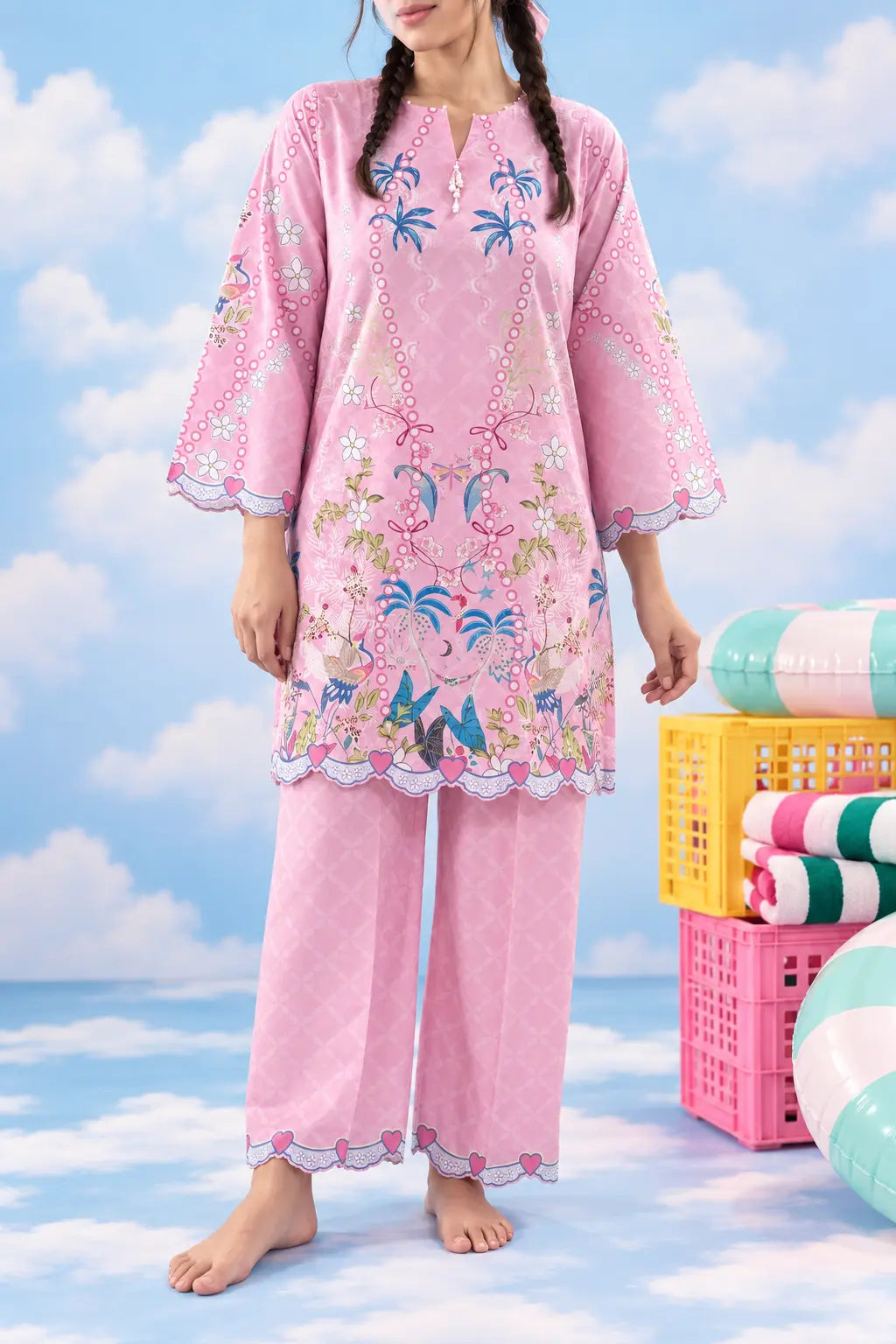 Wonderstruck co-ord – heart-edged hem and wide trouser details