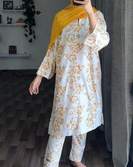 Zaib E Hoor KESARIYA Floral Print 2Pcs Stitched Suit