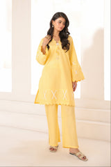 Abeera Stitched Co Ords Cotton Solid Edit-Butter Bloom-Se-06