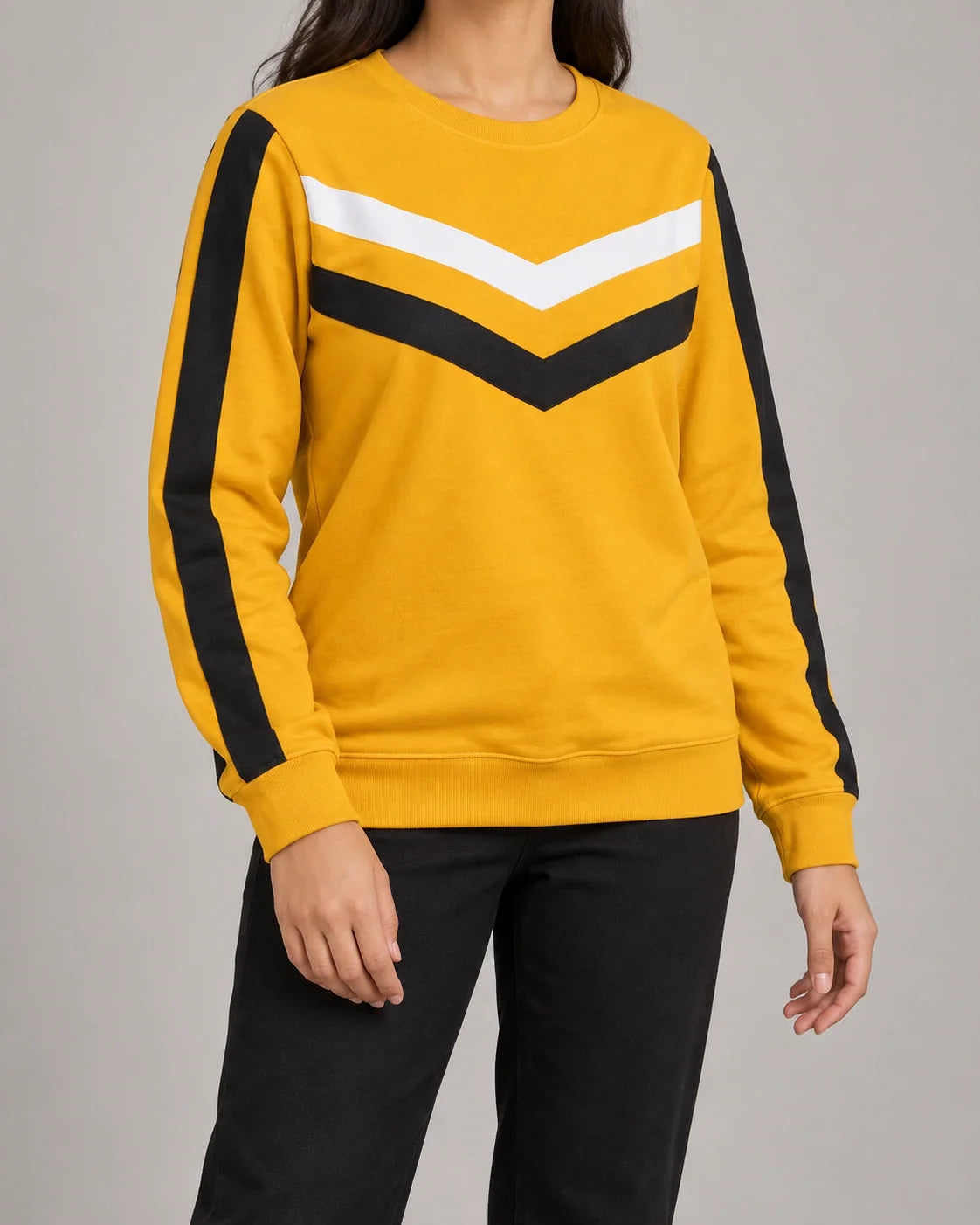 Yellow Stripe Sweatshirt — angled view