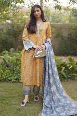 La Rosaa Stitched 3 Piece Winter Collection-LWP-01 Mustard 3Pc