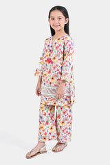 Urban Cut Girls Cotton Poplin Printed 2 Pcs Floral Candy-Multi