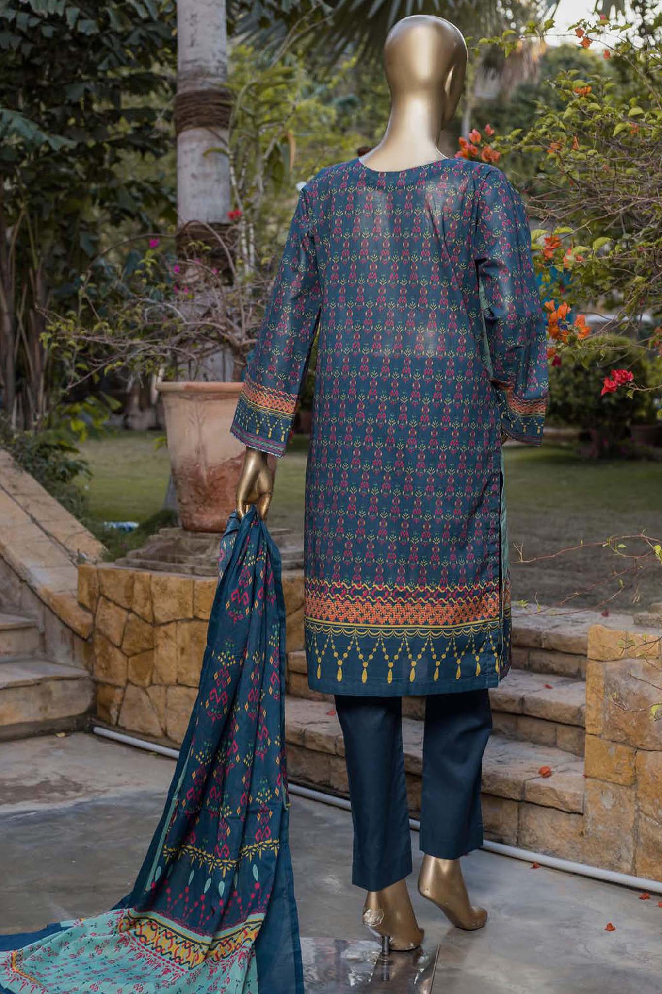 Bin Saeed Stitched 3 Piece Printed Lawn Collection'2022-F-0030-L.Green
