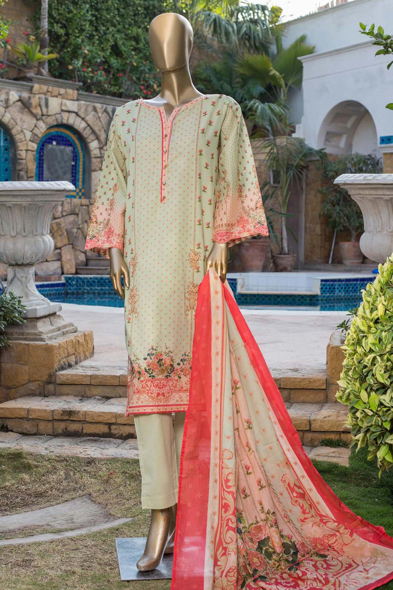 Bin Saeed Stitched 3 Piece Printed Lawn Collection'2022-F-0051-Pista