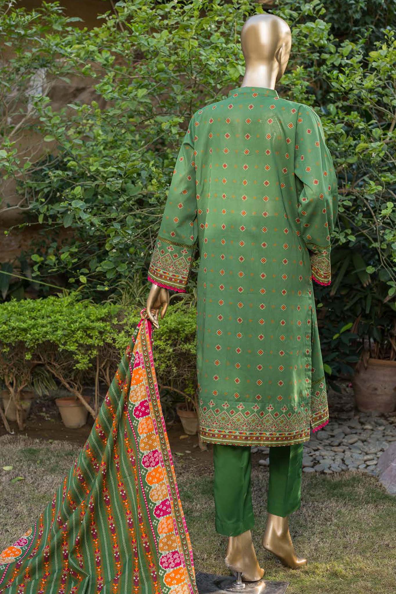 Bin Saeed Stitched 3 Piece Printed Lawn Collection'2022-F-0068-Green