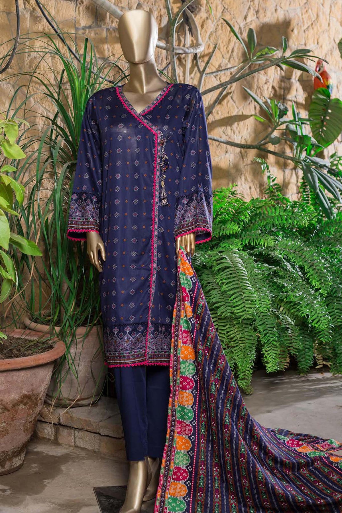 Bin Saeed Stitched 3 Piece Printed Lawn Collection'2022-F-0069-Blue