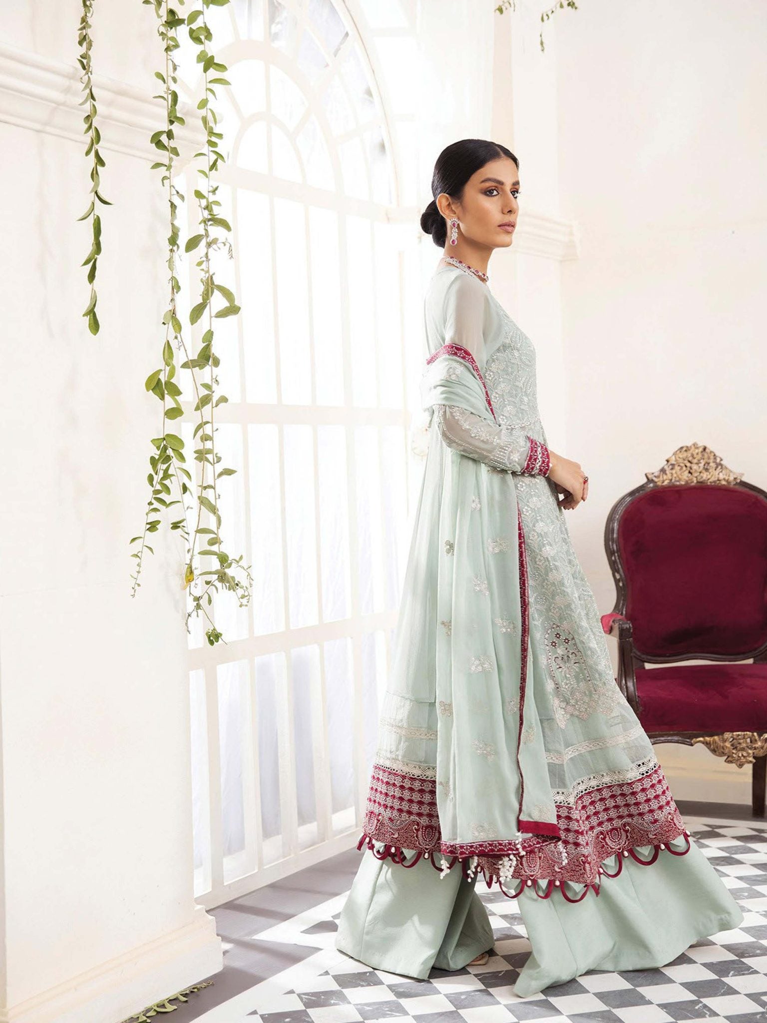 Pareesia by Xenia Unstitched 3 Piece Chiffon Collection'2022-01-Scarlet