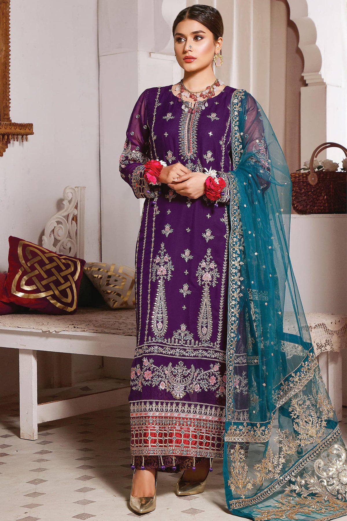 Azal by Soghat Unstitched 3 Piece Luxury Chiffon Collection'2022-D-01