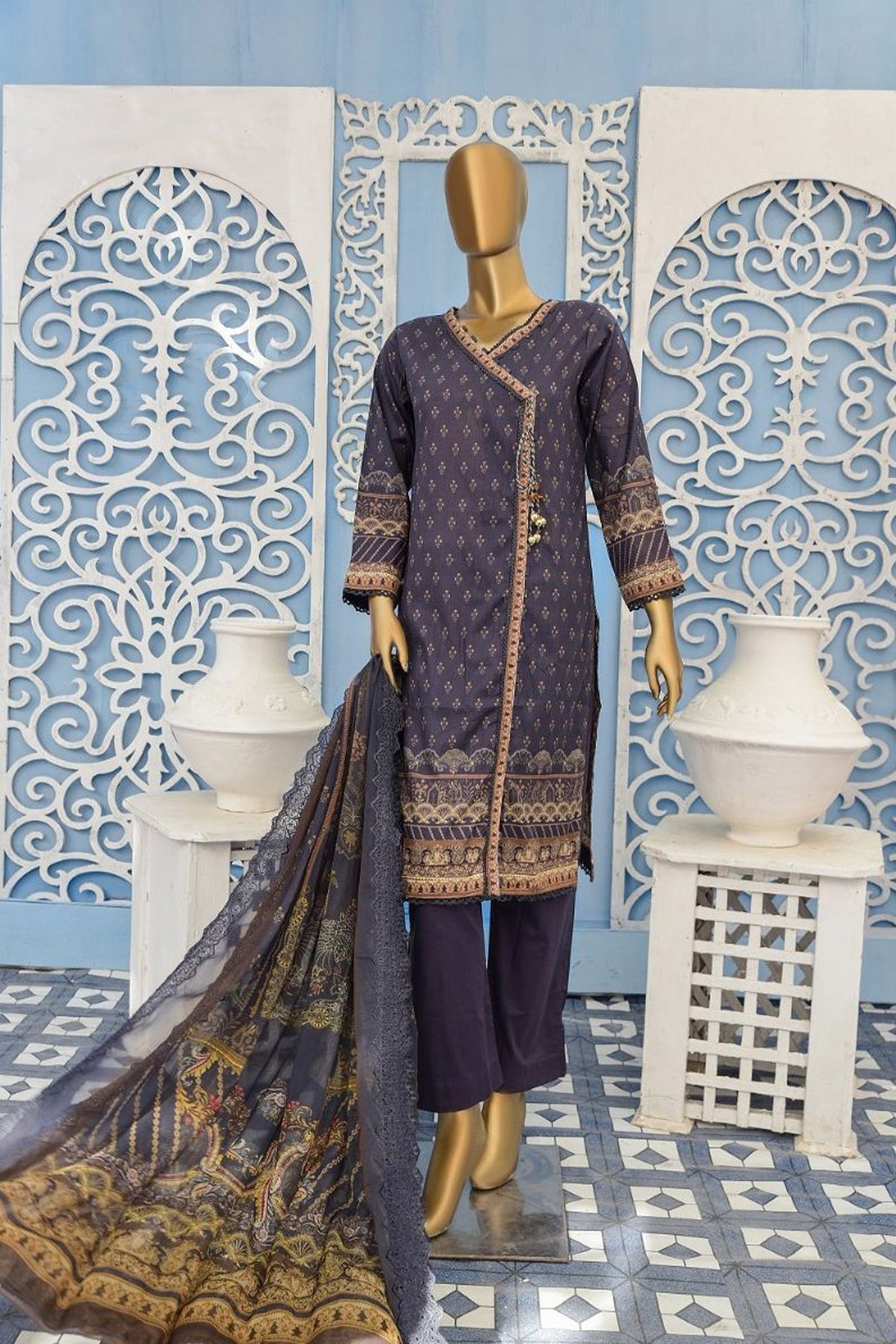 Sada Bahar Stitched 3 Piece Printed Lawn Collection'2022-ST-1809-Grey