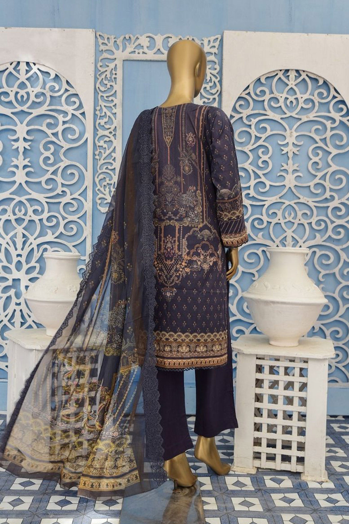 Sada Bahar Stitched 3 Piece Printed Lawn Collection'2022-ST-1809-Grey