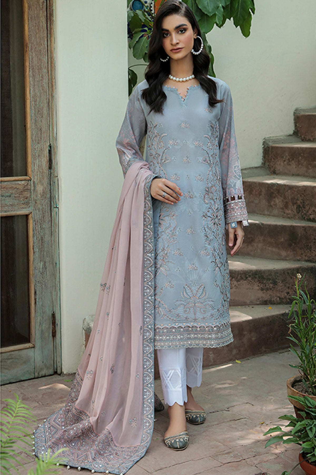 Farasha Unstitched 3 Piece Festive Lawn Vol-02 Collection'2022-02-Misty Gray