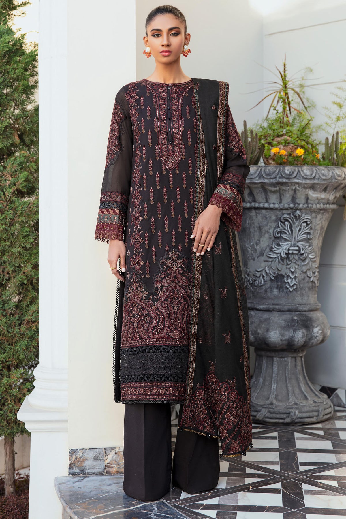 Iznik Unstitched 3 Piece Embroidered Swiss Voile Collection'2022-ISV-02-Sable