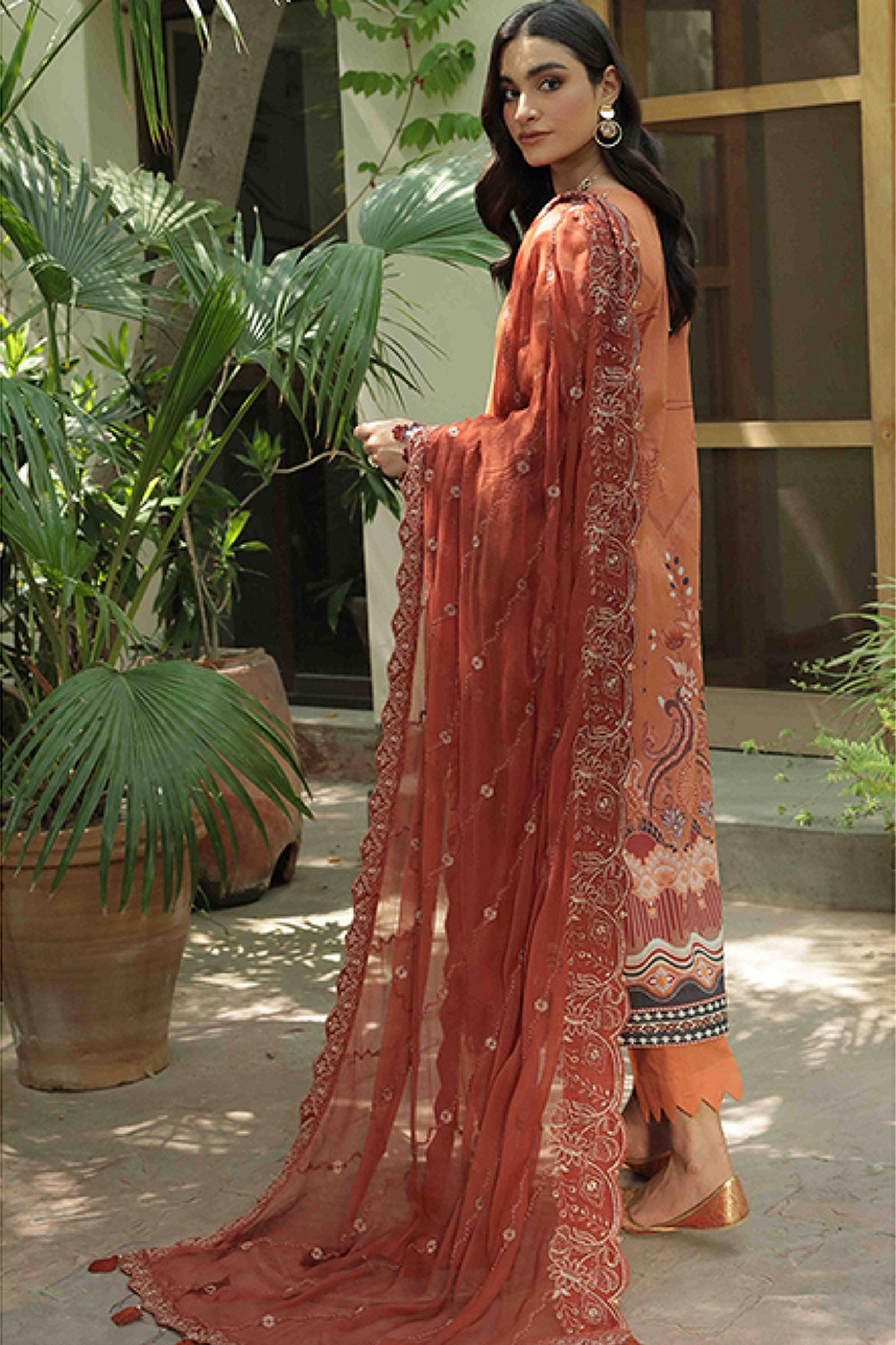 Farasha Unstitched 3 Piece Festive Lawn Vol-02 Collection'2022-03-Russet