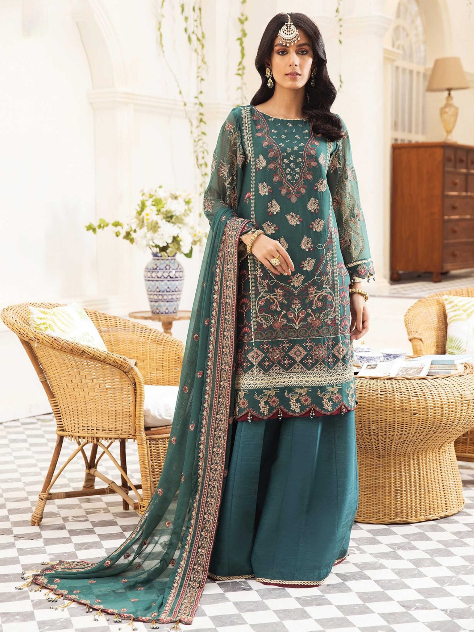 Pareesia by Xenia Unstitched 3 Piece Chiffon Collection'2022-04-Nile Mist