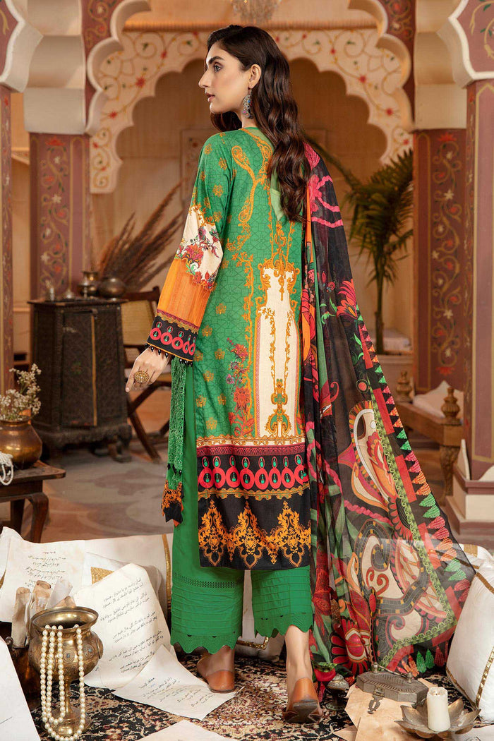 Geet by Zebaish Unstitched 3 Piece Schiffli Lawn Collection'2022-04-Green Rose