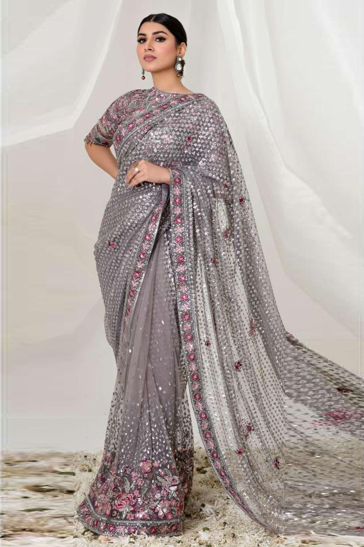 Jazmin Unstitched 3 Piece Exclusive Formal Collection'2023-05-Silver Blush