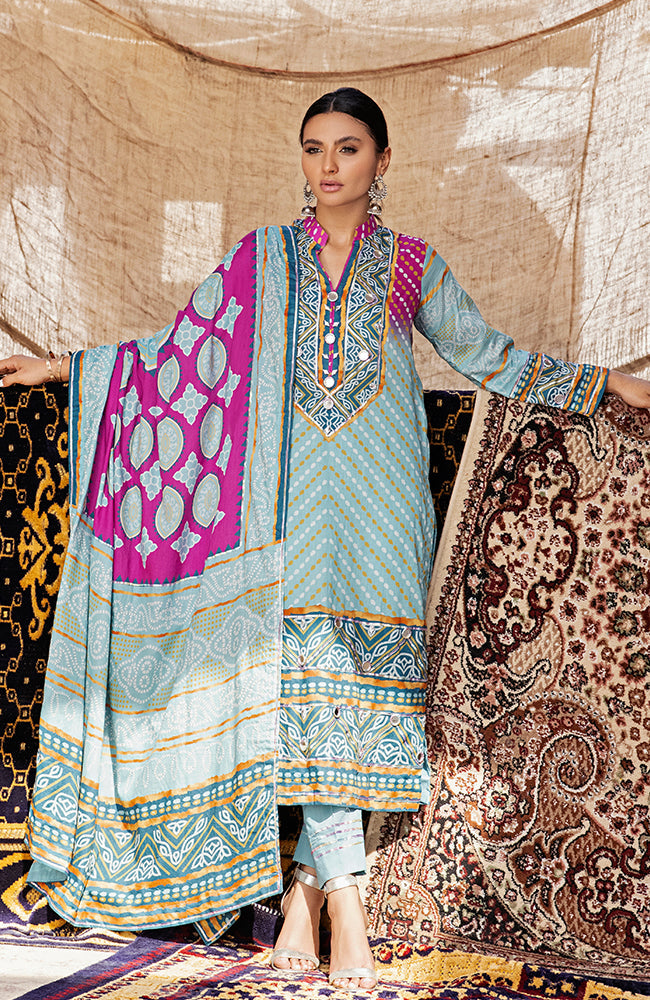 Monsoon by Al Zohaib Unstitched 3 Piece Chunri Lawn Collection'2022-MSCL-05-B