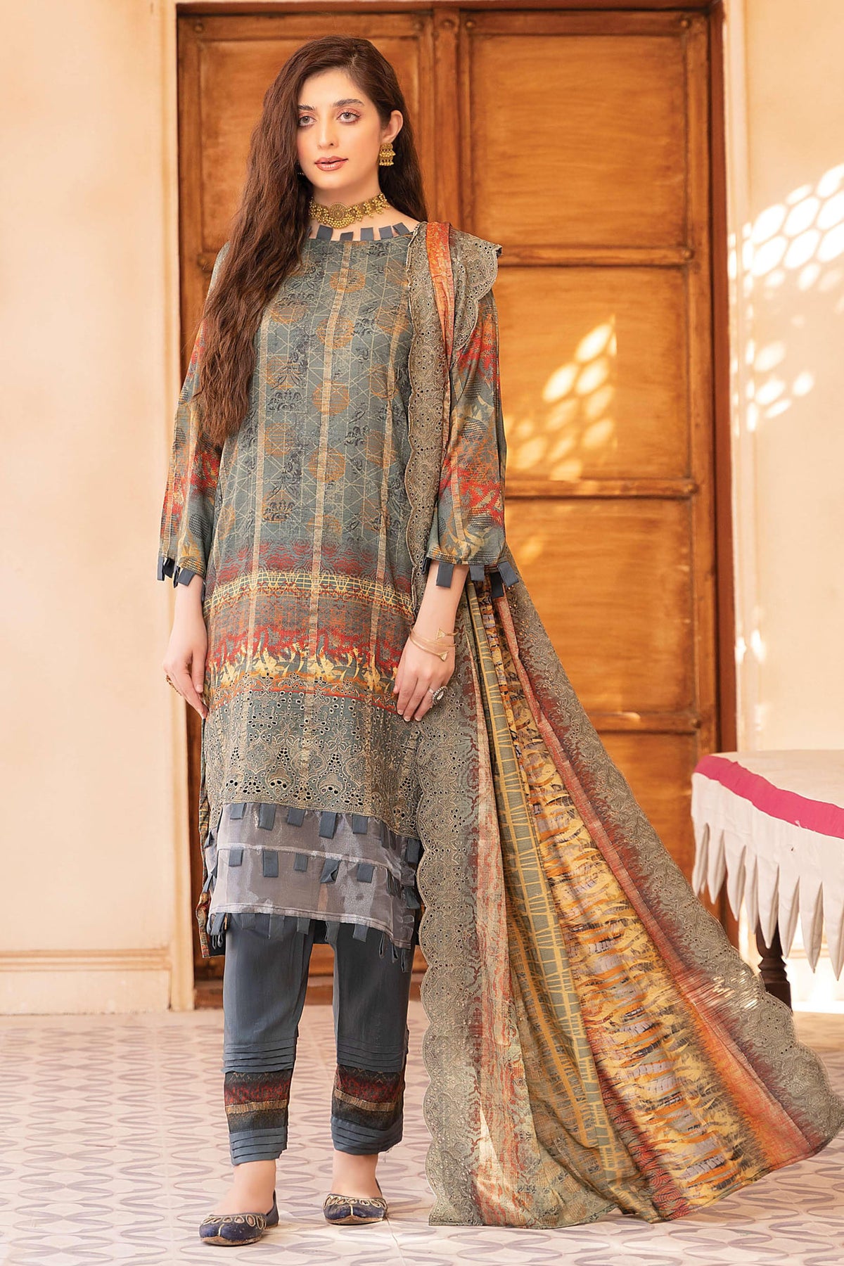 Mahee's by Riaz Arts Unstitched 3 Piece Emb Staple Slub Collection'2022-SS-06