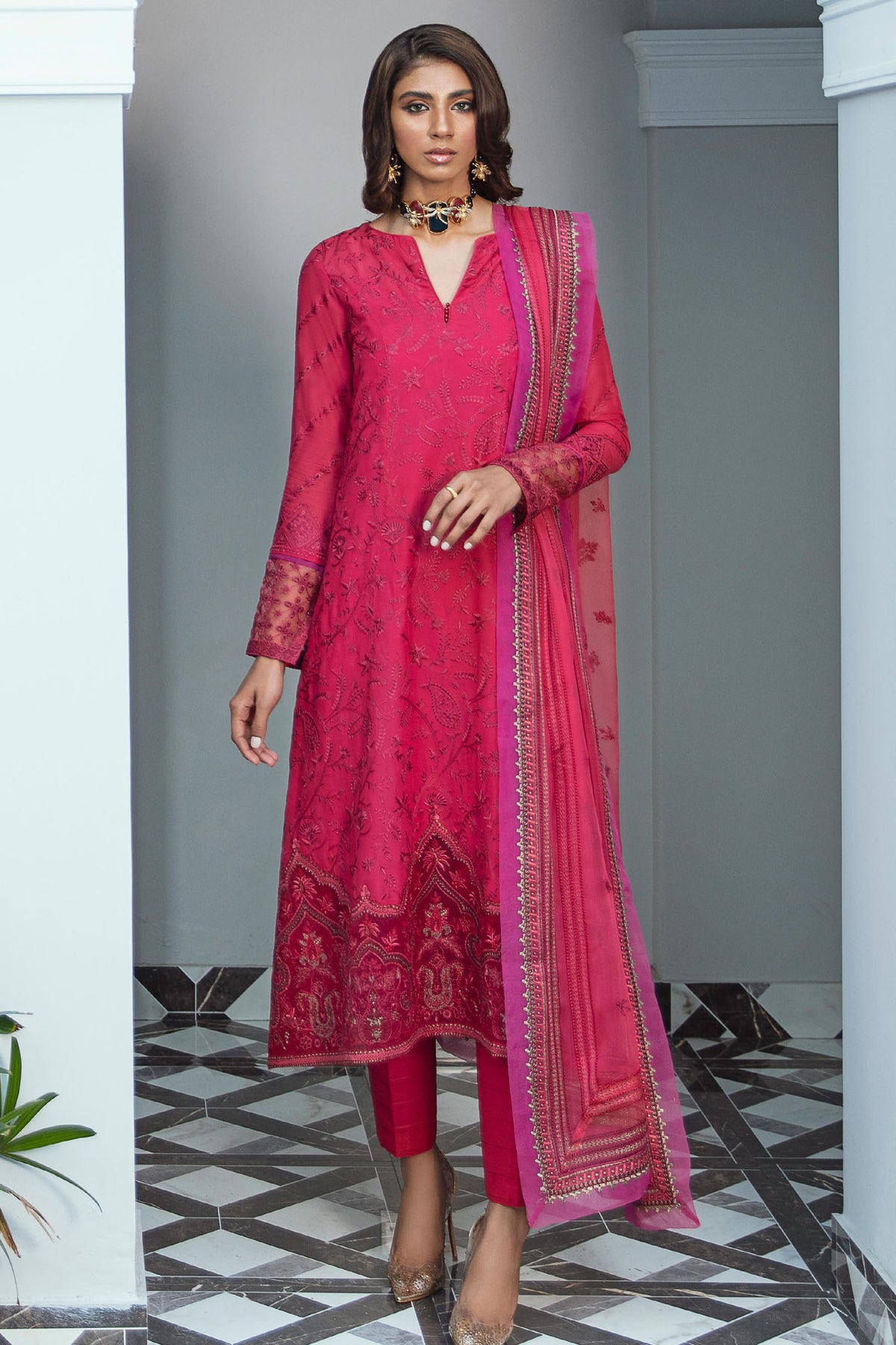 Iznik Unstitched 3 Piece Embroidered Swiss Voile Collection'2022-ISV-06-Pink Floyd