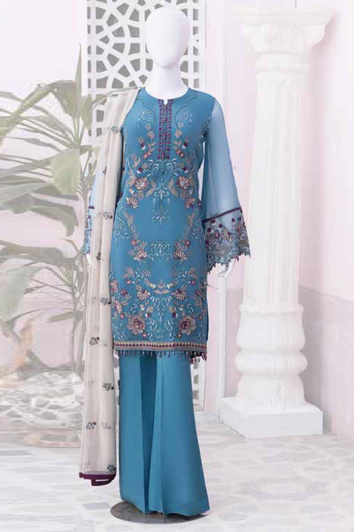 Nafeesah by Flossie Unstitched 3 Piece Chiffon Vol-08 Collection'2023-08-Norsc Aqua