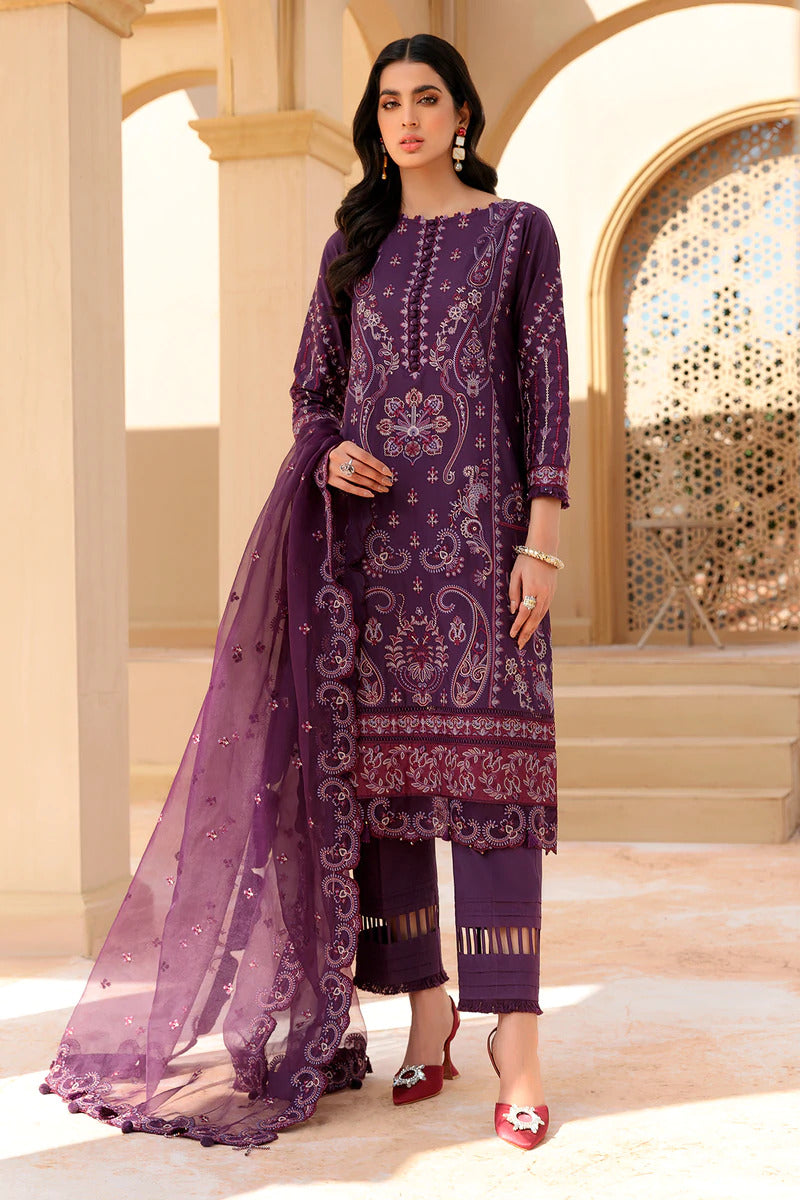 Farasha Unstitched 3 Piece Eid Festive Lawn Vol-01 Collection'2022-08-Purple Essence